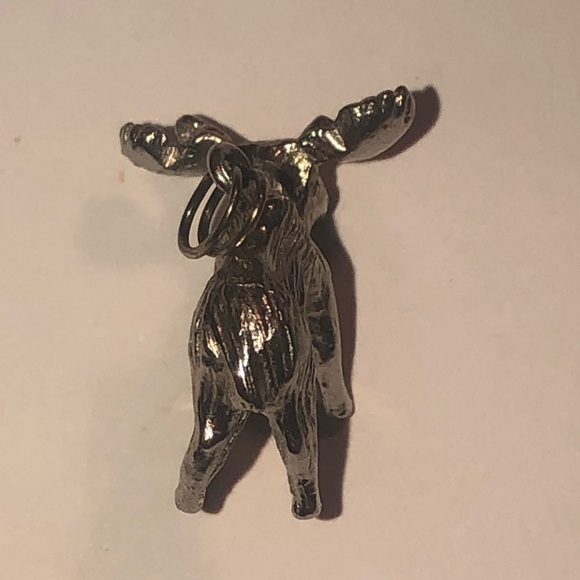 VTG Sterling Silver Canadian Moose Mini Charm Bracelet Charm .7” - Picture 3 of 5